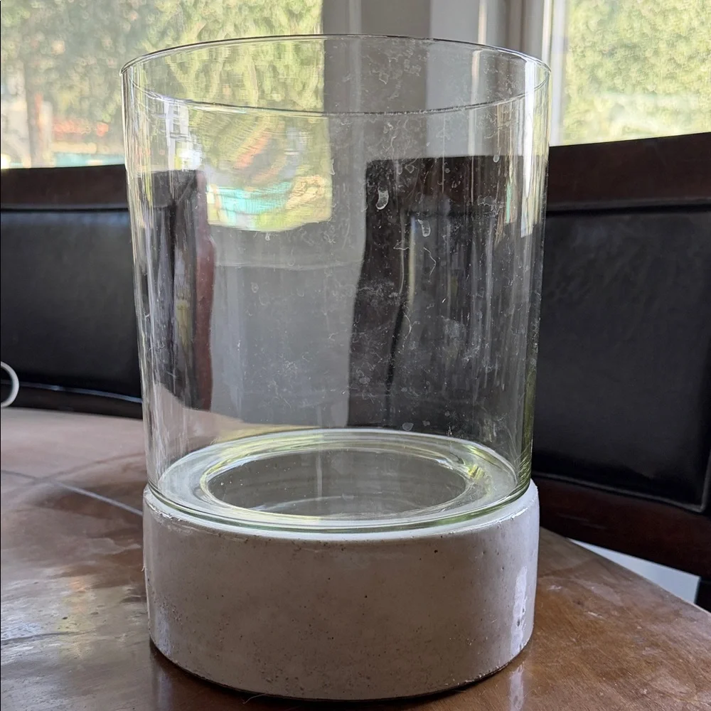 West Elm Glass and White Ceramic Base Candle Holder